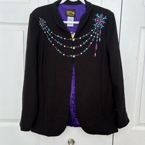 Bob Mackie Black Jacket with Purple and Blue Embellishments